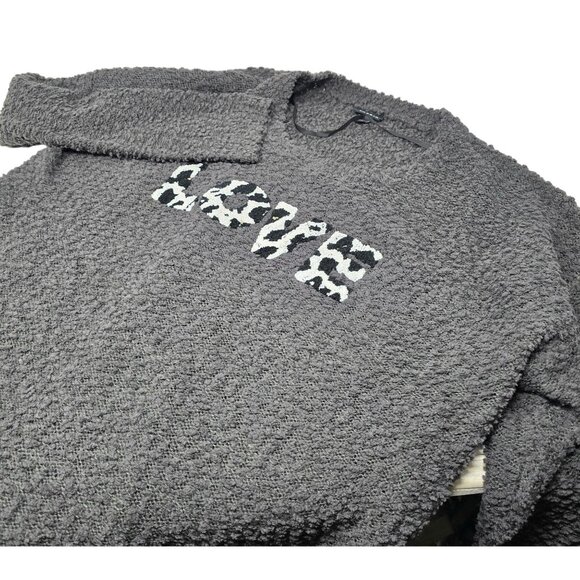 Torrid Sherpa Sweater Size 1 Gray Graphics Long‎ Sleeve - Picture 1 of 5
